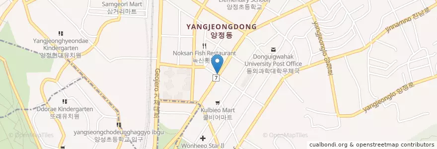 Mapa de ubicacion de 열린언어치료교육센터 en Südkorea, Busan, Yeonje-Gu, Yangjeong-Dong.