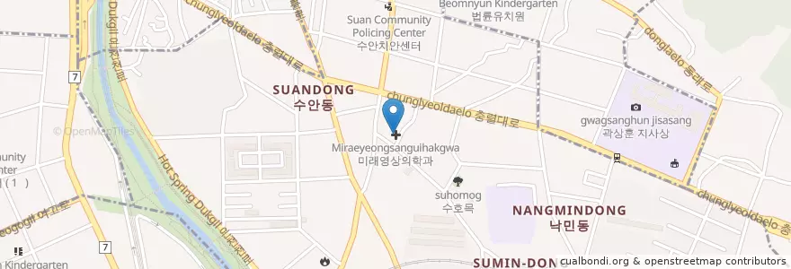 Mapa de ubicacion de 미래영상의학과 en 大韓民国, 釜山, 東莱区, 壽民洞.