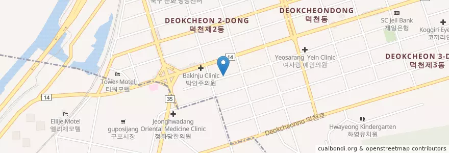 Mapa de ubicacion de 구포치과 en Coreia Do Sul, Busan, 북구, 덕천동.