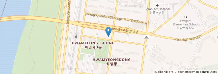 Mapa de ubicacion de 아르덴치과 en Coreia Do Sul, Busan, 북구, 화명동.
