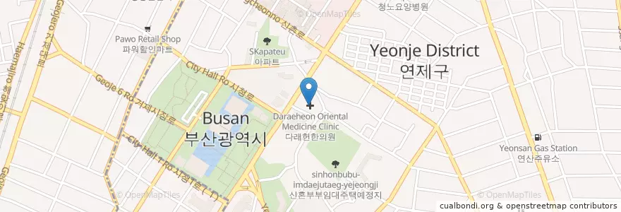 Mapa de ubicacion de Daraeheon Oriental Medicine Clinic en South Korea, Busan, Yeonje-Gu.
