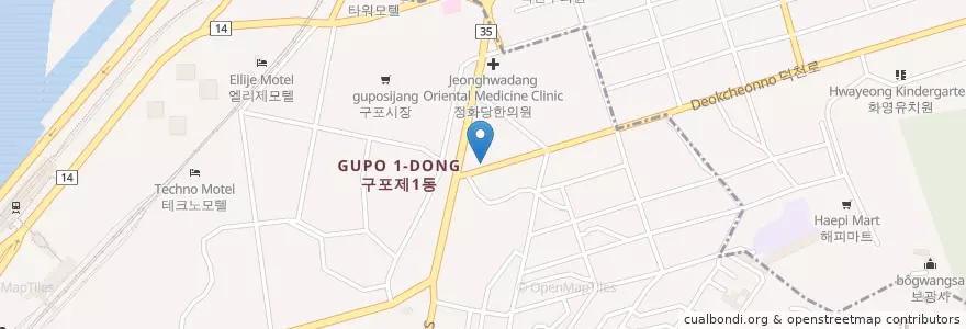 Mapa de ubicacion de 어깨동무 한의원 en Korea Selatan, 부산, 북구.