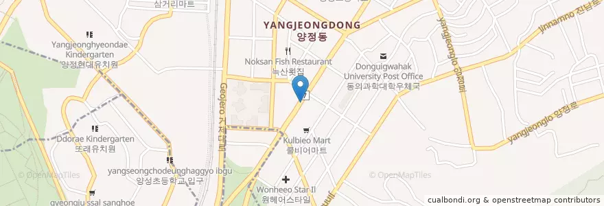 Mapa de ubicacion de 센트럴치과 en Corea Del Sud, Busan, 연제구, 양정동.