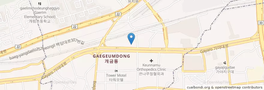 Mapa de ubicacion de 부산아동발달지원센터 en 대한민국, 부산, 부산진구, 개금동.