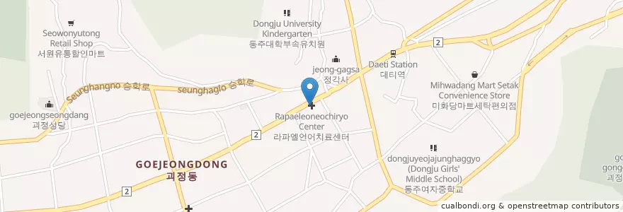 Mapa de ubicacion de 라파엘언어치료센터 en Korea Selatan, 부산, 사하구, 괴정동.