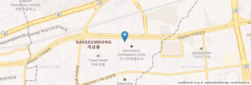 Mapa de ubicacion de 인사랑내과방사선과의원 en 대한민국, 부산, 부산진구, 개금동.