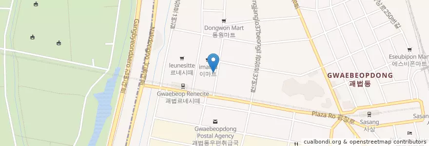 Mapa de ubicacion de 이앤이치과 en Coreia Do Sul, Busan, 사상구, 괘법동.