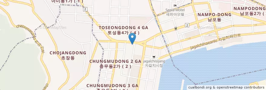 Mapa de ubicacion de 구세산부인과 en Республика Корея, Пусан, 서구, 충무동.