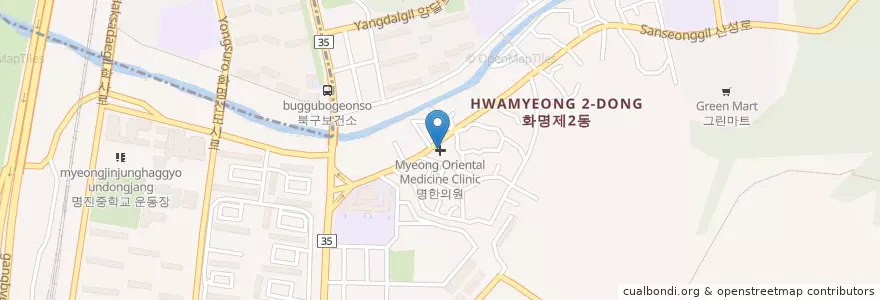 Mapa de ubicacion de Myeong Oriental Medicine Clinic en South Korea, Busan, Buk-Gu, Hwamyeong-Dong.