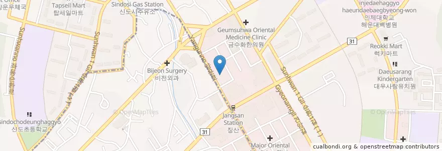 Mapa de ubicacion de 서울외과의원 en 大韓民国, 釜山, 海雲台区, 佐洞, 中洞.