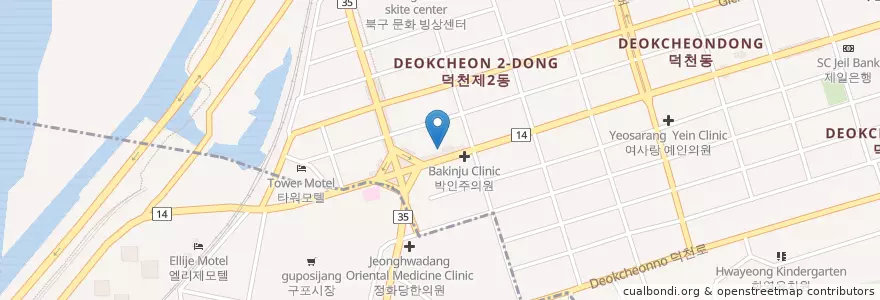 Mapa de ubicacion de 참고운치과 en كوريا الجنوبية, بسان, 북구, 덕천동.