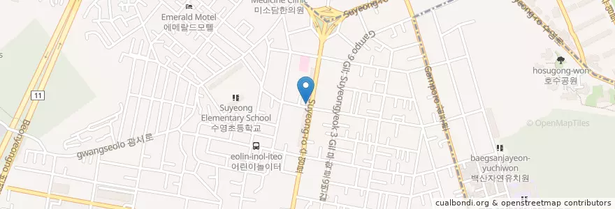 Mapa de ubicacion de 신세계피부과의원 en كوريا الجنوبية, بسان, 수영구, 광안동.