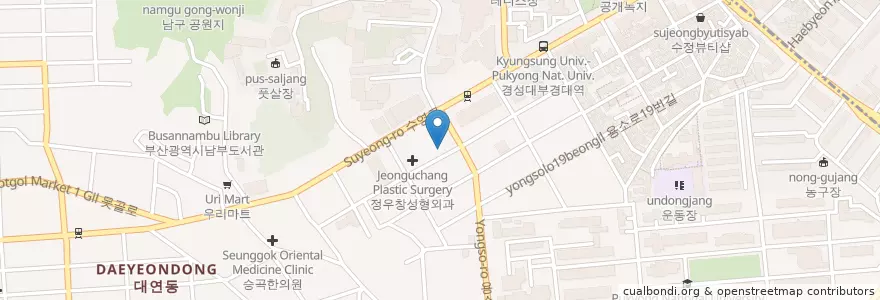 Mapa de ubicacion de 화이트이치과의원 en 대한민국, 부산, 남구, 대연동.