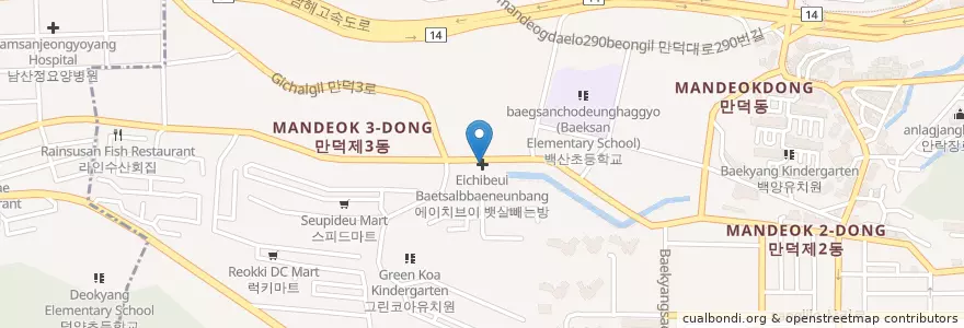 Mapa de ubicacion de 에이치브이 뱃살빼는방 en 대한민국, 부산, 북구, 만덕동.