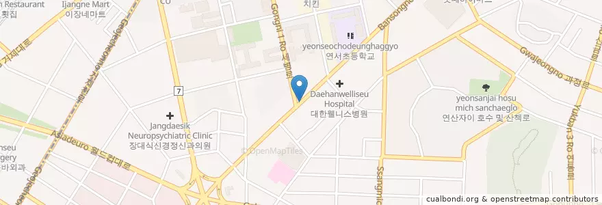 Mapa de ubicacion de 민중기외과의원 en 大韓民国, 釜山, 蓮堤区, 巨堤洞, 蓮山洞.