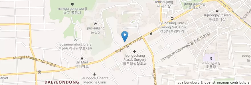 Mapa de ubicacion de 바른눈안과 en Corea Del Sur, Busan, 남구, 대연동.