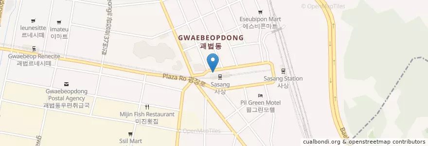Mapa de ubicacion de 사상사랑성모안과의원 en Zuid-Korea, Busan, 사상구, 괘법동.