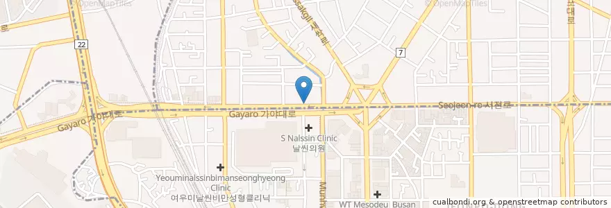 Mapa de ubicacion de ABC성형외과 en Республика Корея, Пусан, 부산진구, 부전동.