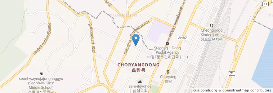Mapa de ubicacion de 성분도병원 en 대한민국, 부산, 동구, 초량동.