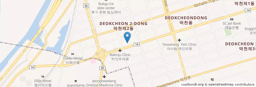 Mapa de ubicacion de 덕천성모안과 en Corea Del Sud, Busan, 북구, 덕천동.