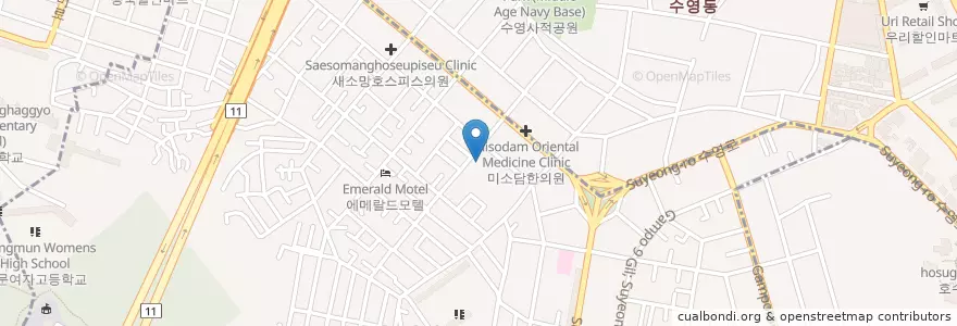 Mapa de ubicacion de 한빛한의원 en Zuid-Korea, Busan, 수영구, 광안동.