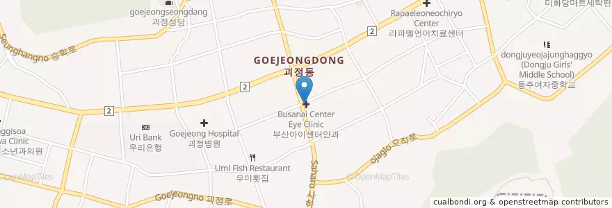 Mapa de ubicacion de 부산아이센터안과 en 大韓民国, 釜山, 沙下区, 槐亭洞.