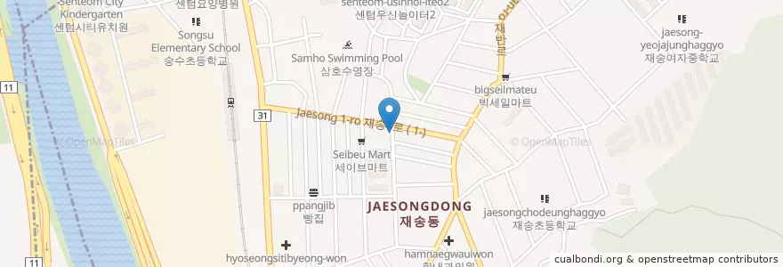 Mapa de ubicacion de 본디올조형철한의원 en Corea Del Sud, Busan, 해운대구, 재송동.