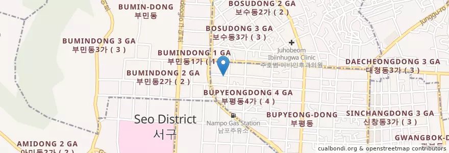 Mapa de ubicacion de Seongmo Internal Medicine Clinic en South Korea, Busan, Jung-Gu, Bupyeong-Dong.