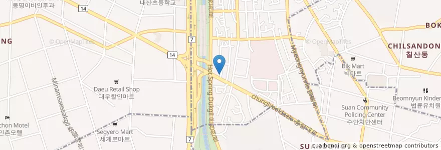 Mapa de ubicacion de 부산속편한내과 en Südkorea, Busan, Dongnae-Gu, Myeongnyun-Dong.