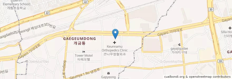 Mapa de ubicacion de 참날씬의원 en 대한민국, 부산, 부산진구, 개금동.