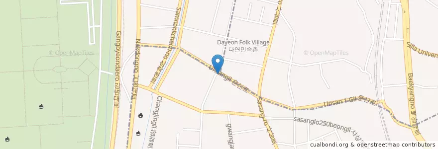 Mapa de ubicacion de 푸른비만에스테틱 en Zuid-Korea, Busan, 사상구, 괘법동, 삼락동.