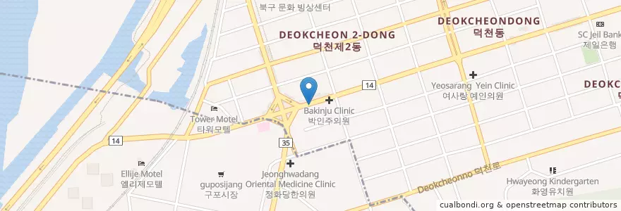 Mapa de ubicacion de 강남치항외과 en 대한민국, 부산, 북구, 덕천동.
