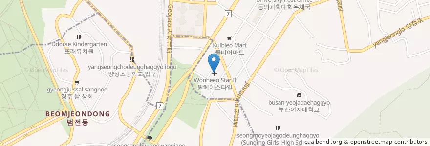 Mapa de ubicacion de 원헤어스타일 en Республика Корея, Пусан, 부산진구, 양정동.