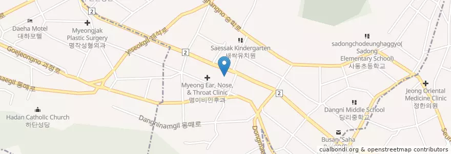 Mapa de ubicacion de Sorinaraeoneobaldalchiryo Center en South Korea, Busan, Saha-Gu, Dangni-Dong.