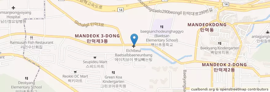 Mapa de ubicacion de Mokin Dental Clinic en South Korea, Busan, Buk-Gu, Mandeok-Dong.