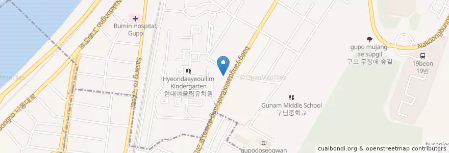 Mapa de ubicacion de 민한의원 en كوريا الجنوبية, بسان, 북구, 구포동.