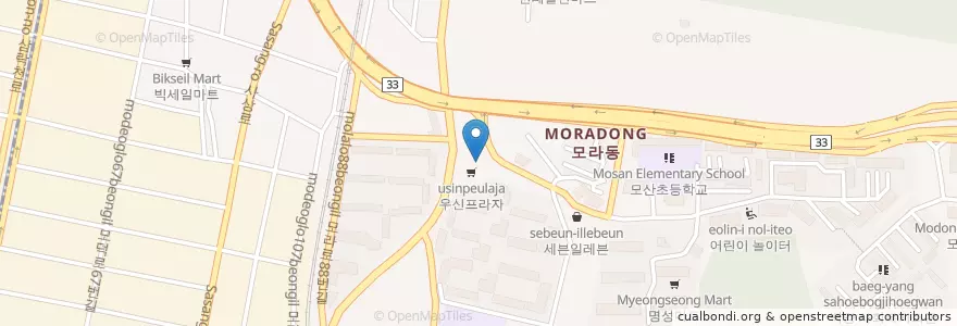 Mapa de ubicacion de 안정태치과 en كوريا الجنوبية, بسان, 사상구, 모라동.