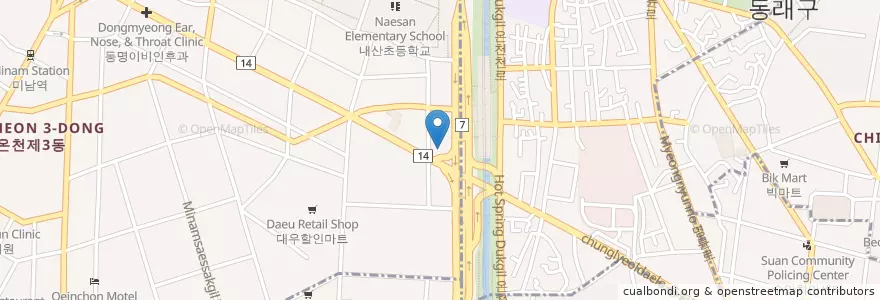 Mapa de ubicacion de 위드스마일치과 en 大韓民国, 釜山, 東莱区, 温泉洞.