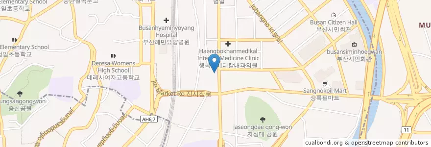 Mapa de ubicacion de Gimjingi Dental Clinic en South Korea, Busan, Dong-Gu, Beomil-Dong.