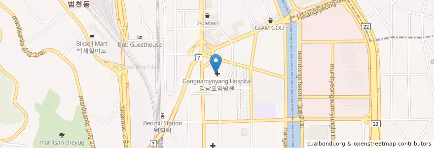 Mapa de ubicacion de 강남요양병원 en Güney Kore, Busan.