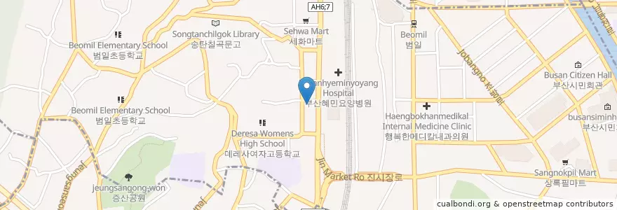 Mapa de ubicacion de 고려내과의원 en 대한민국, 부산, 동구, 범일동.
