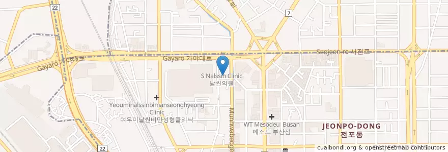 Mapa de ubicacion de 미담은성형외과 en Республика Корея, Пусан, 부산진구, 부전동.