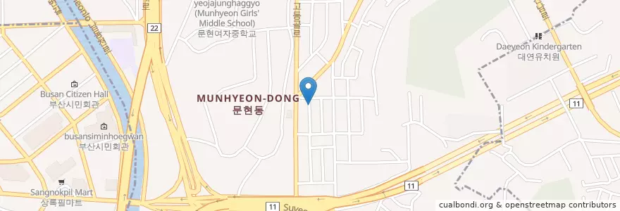 Mapa de ubicacion de Iyeonga Obstetrics & Gynecology Clinic en South Korea, Busan, Nam-Gu, Munhyeon-Dong.