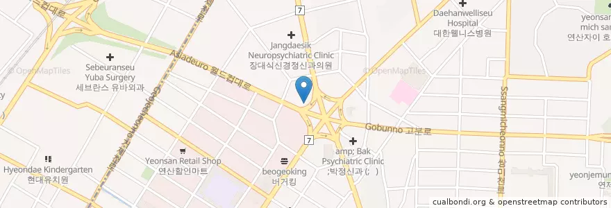 Mapa de ubicacion de 이성훈신경과의원 en 大韓民国, 釜山, 蓮堤区, 巨堤洞, 蓮山洞.