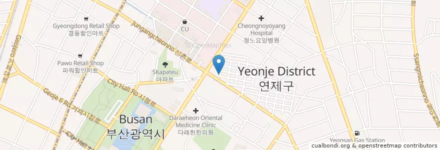 Mapa de ubicacion de 심재원한의원 en 大韓民国, 釜山, 蓮堤区.