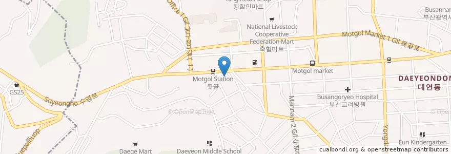 Mapa de ubicacion de 부산성소의원 en Südkorea, Busan, Nam-Gu, Daeyeon-Dong.