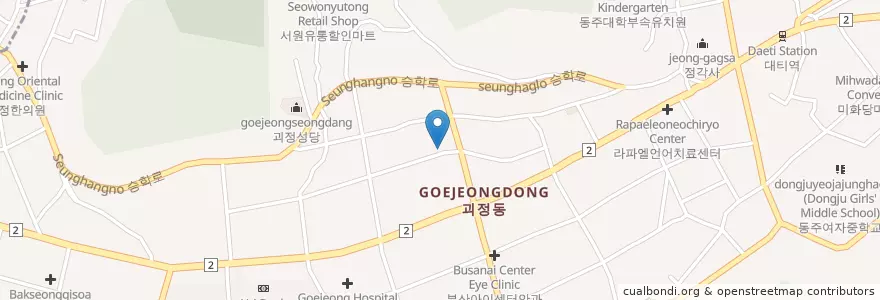 Mapa de ubicacion de 한서의원 en 대한민국, 부산, 사하구, 괴정동.