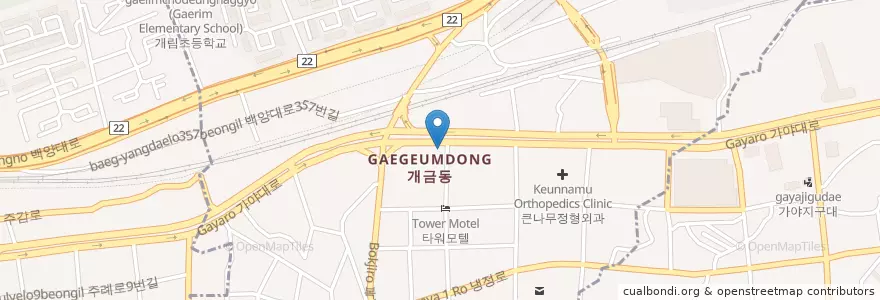 Mapa de ubicacion de 류내과의원 en 대한민국, 부산, 부산진구, 개금동.