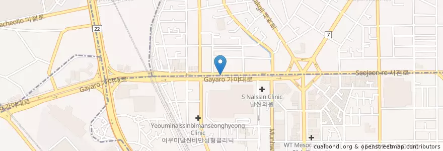 Mapa de ubicacion de 부산메디칼비뇨기과 en 대한민국, 부산, 부산진구, 부전동.
