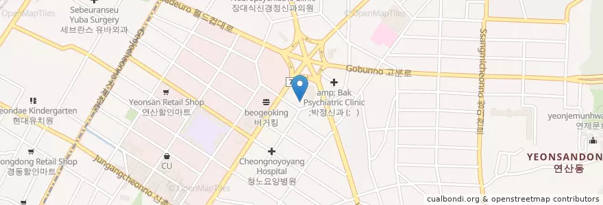 Mapa de ubicacion de 호일침한의원 en کره جنوبی, بوسان, 연제구, 연산동.